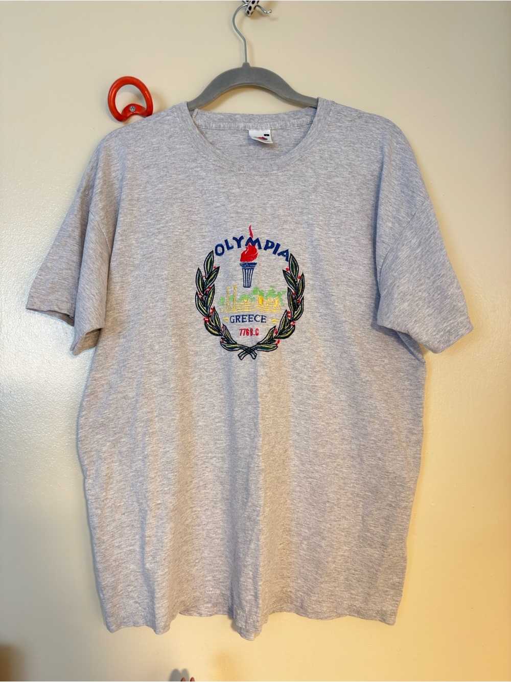 Olympiad Greece Embroidered Torch Tee - Light Gray